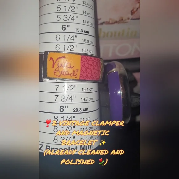 2 VINTAGE CLAMPER AND MAGNETIC BRACELET ✨️(ALREADY CLEANED AND POLISHED ⚘️) - Picture 3 of 8